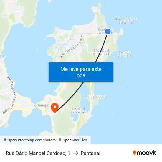 Rua Dário Manoel Cardoso, 1 to Pantanal map