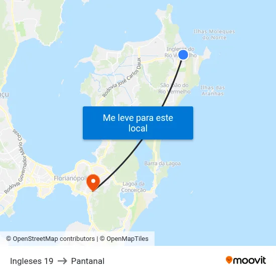 Ingleses 19 to Pantanal map
