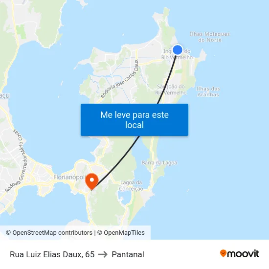 Rua Luiz Elias Daux, 65 to Pantanal map