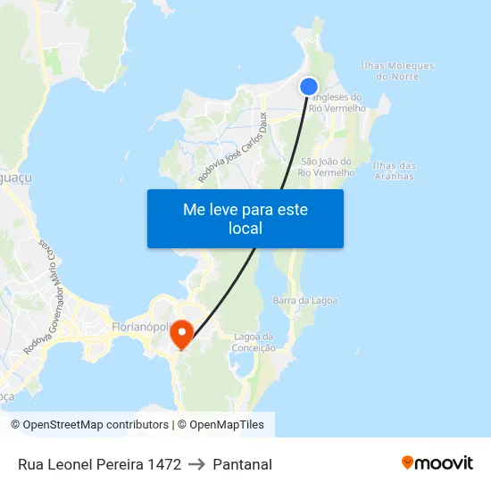 Rua Leonel Pereira 1472 to Pantanal map