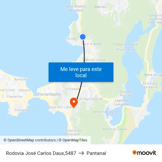 Rodovia José Carlos Daux,5487 to Pantanal map