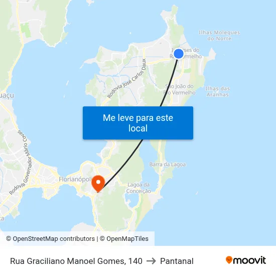 Rua Graciliano Manoel Gomes, 140 to Pantanal map