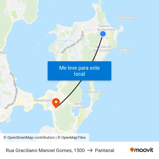 Rua Graciliano Manoel Gomes, 1500 to Pantanal map