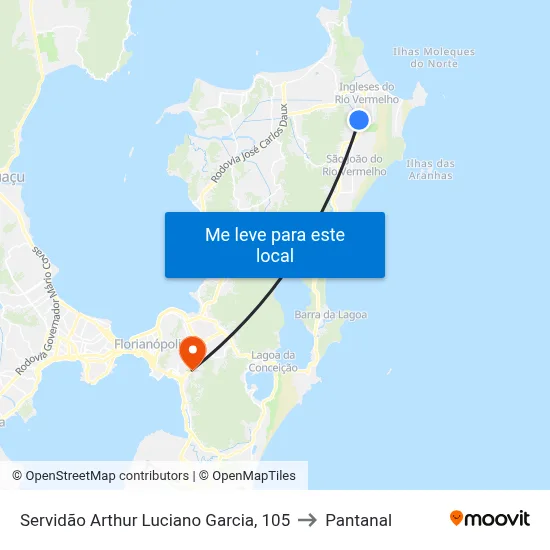 Servidão Arthur Luciano Garcia, 105 to Pantanal map