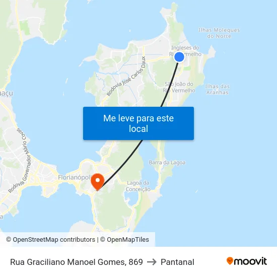 Rua Graciliano Manoel Gomes, 869 to Pantanal map