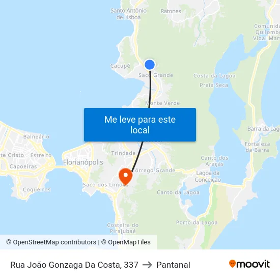Rua João Gonzaga Da Costa, 337 to Pantanal map