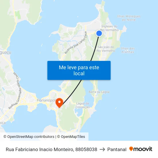 Rua Fabriciano Inacio Monteiro, 88058038 to Pantanal map