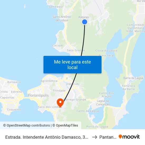 Estrada. Intendente Antônio Damasco, 3131 to Pantanal map