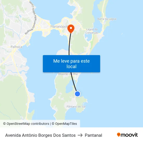 Avenida Antônio Borges Dos Santos to Pantanal map
