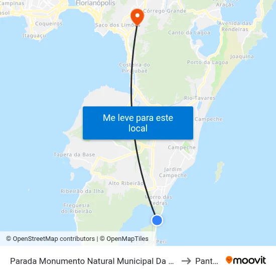 Parada Monumento Natural Municipal  Da Lagoa Do Peri to Pantanal map