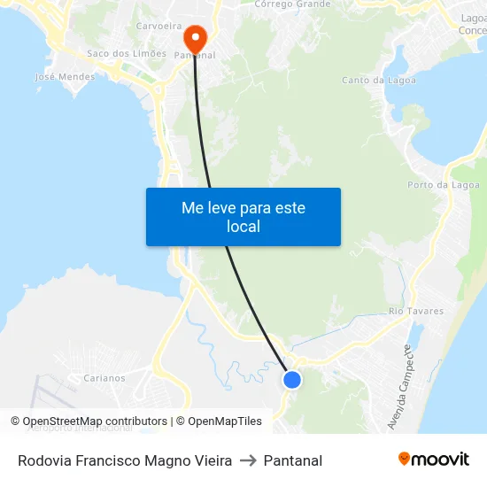 Rodovia Francisco Magno Vieira to Pantanal map