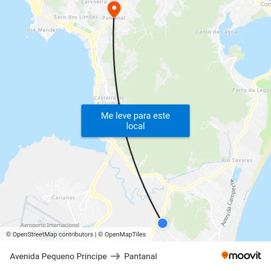 Avenida Pequeno Príncipe to Pantanal map