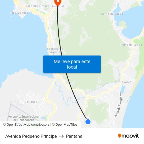 Avenida Pequeno Príncipe to Pantanal map