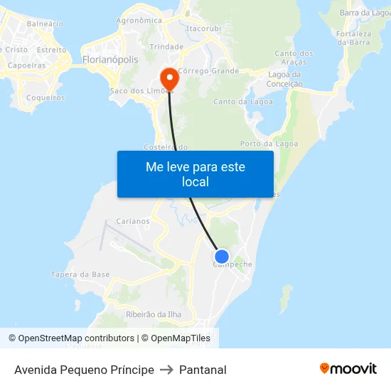 Avenida Pequeno Príncipe to Pantanal map