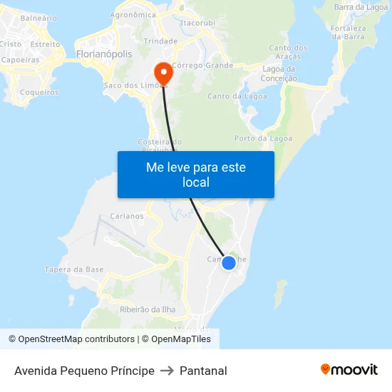 Avenida Pequeno Príncipe to Pantanal map