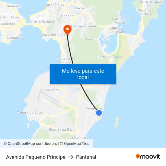 Avenida Pequeno Príncipe to Pantanal map