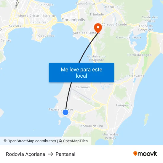 Rodovia Açoriana to Pantanal map