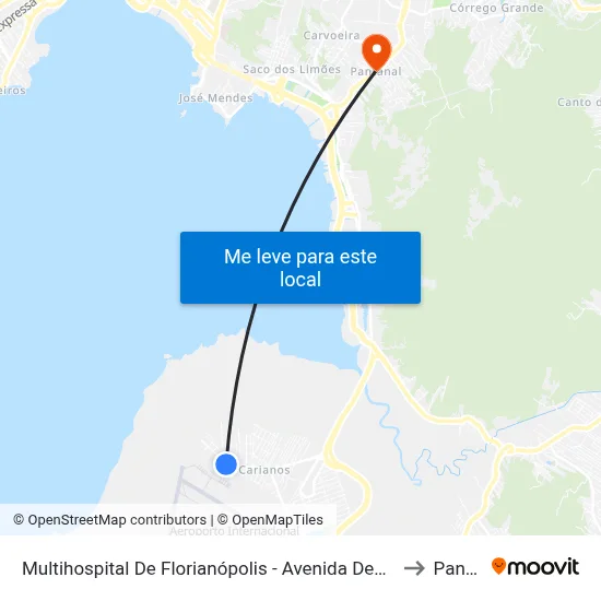 Multihospital De Florianópolis - Avenida Deputado Diomício Freitas to Pantanal map