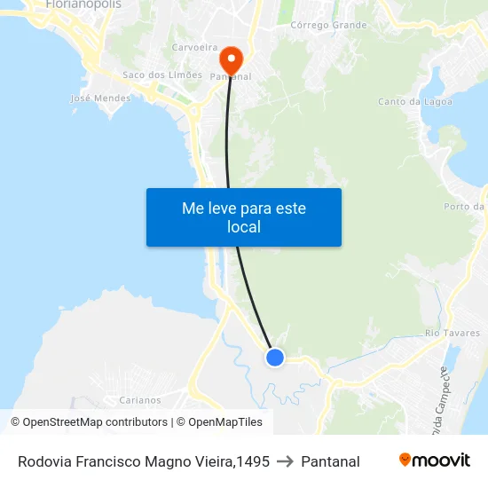 Rodovia Francisco Magno Vieira,1495 to Pantanal map