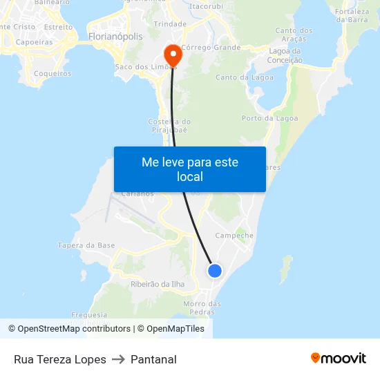 Rua Tereza Lopes to Pantanal map