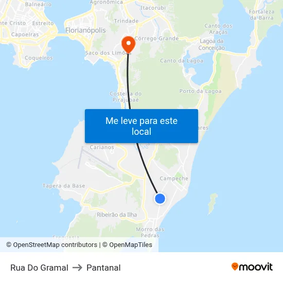 Rua Do Gramal to Pantanal map