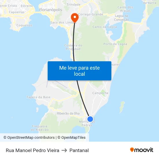Rua Manoel Pedro Vieira to Pantanal map