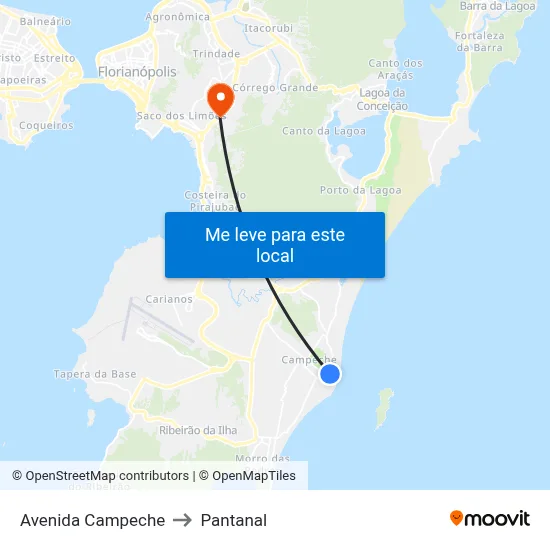 Avenida Campeche to Pantanal map