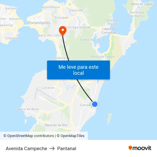 Avenida Campeche to Pantanal map