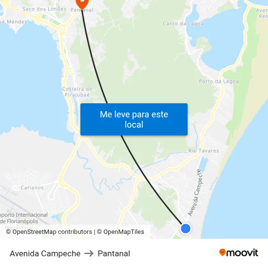 Avenida Campeche to Pantanal map