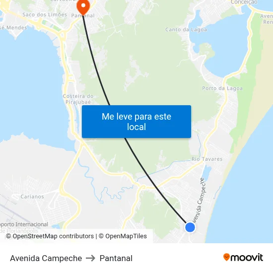 Avenida Campeche to Pantanal map