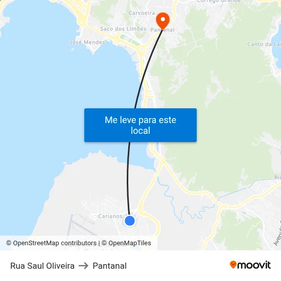 Rua Saul Oliveira to Pantanal map