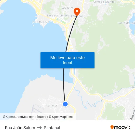 Rua João Salum to Pantanal map