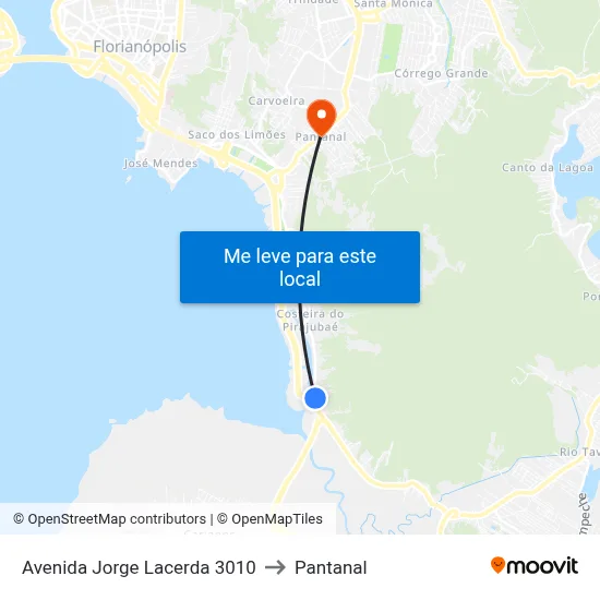 Avenida Jorge Lacerda 3010 to Pantanal map