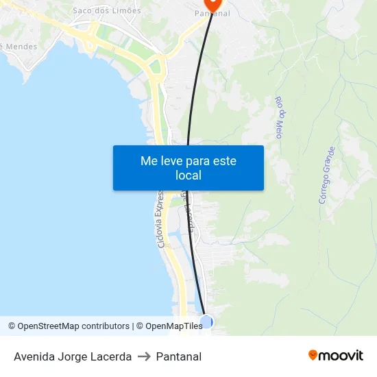 Avenida Jorge Lacerda to Pantanal map
