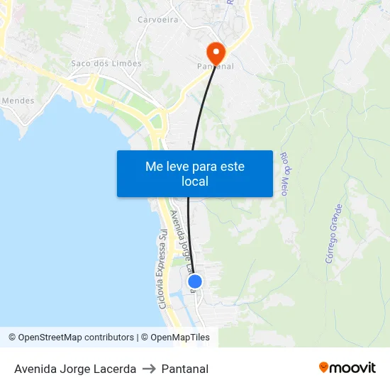 Avenida Jorge Lacerda to Pantanal map