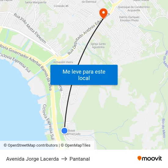 Avenida Jorge Lacerda to Pantanal map