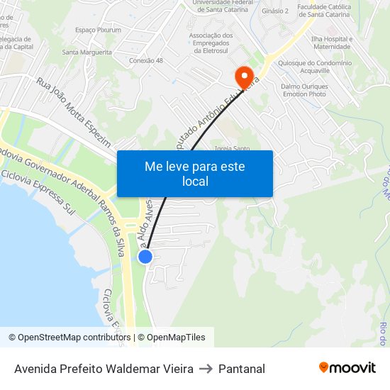 Avenida Prefeito Waldemar Vieira to Pantanal map