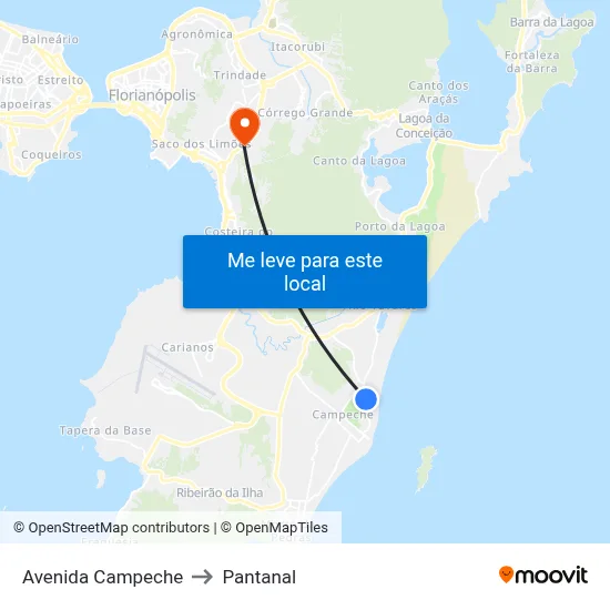 Avenida Campeche to Pantanal map
