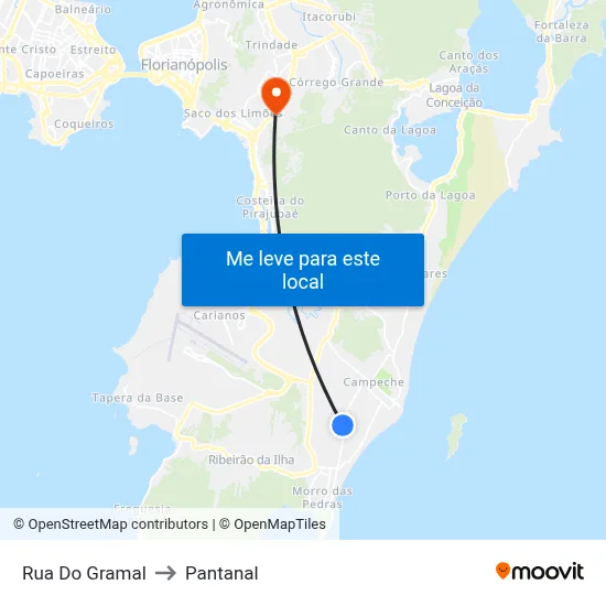 Rua Do Gramal to Pantanal map