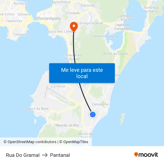 Rua Do Gramal to Pantanal map