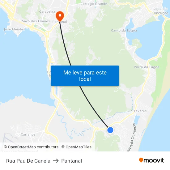 Rua Pau De Canela to Pantanal map
