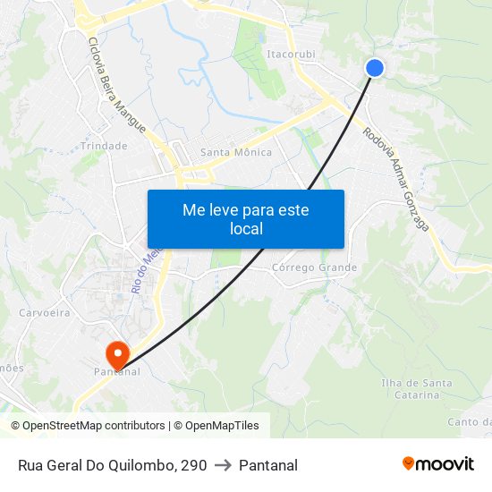Rua Geral Do Quilombo, 290 to Pantanal map