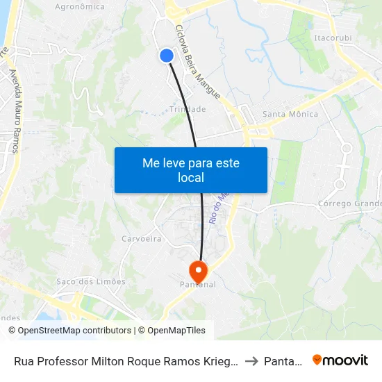 Rua Professor Milton Roque Ramos Krieger 25 to Pantanal map