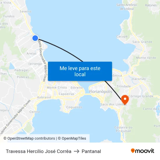 Travessa Hercílio José Corrêa to Pantanal map