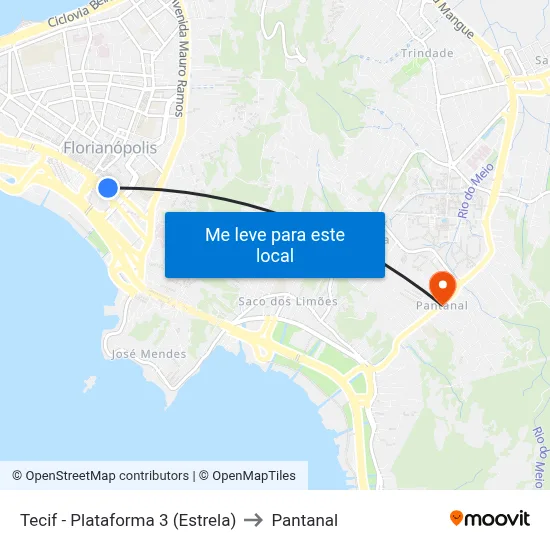Tecif - Plataforma 3 (Estrela) to Pantanal map