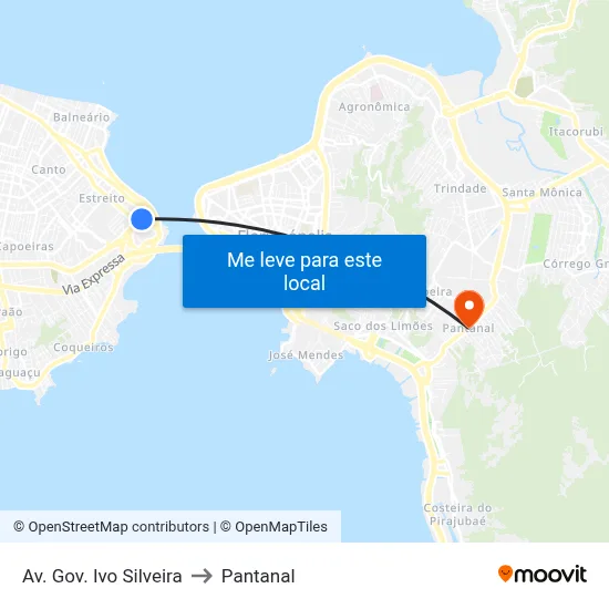 Av. Gov. Ivo Silveira to Pantanal map