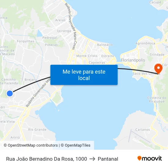 Rua João Bernadino Da Rosa, 1000 to Pantanal map