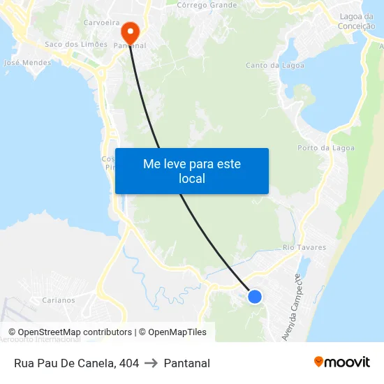Rua Pau De Canela, 404 to Pantanal map