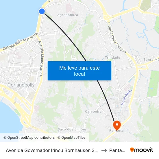 Avenida Governador Irineu Bornhausen 3400 to Pantanal map