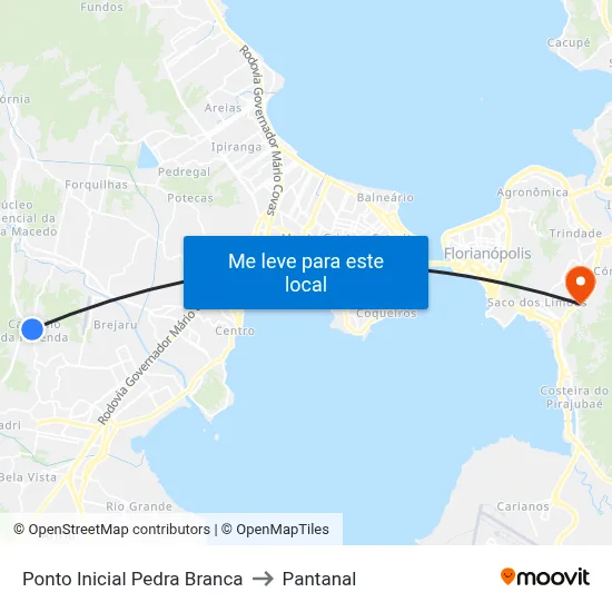 Ponto Inicial Pedra Branca to Pantanal map